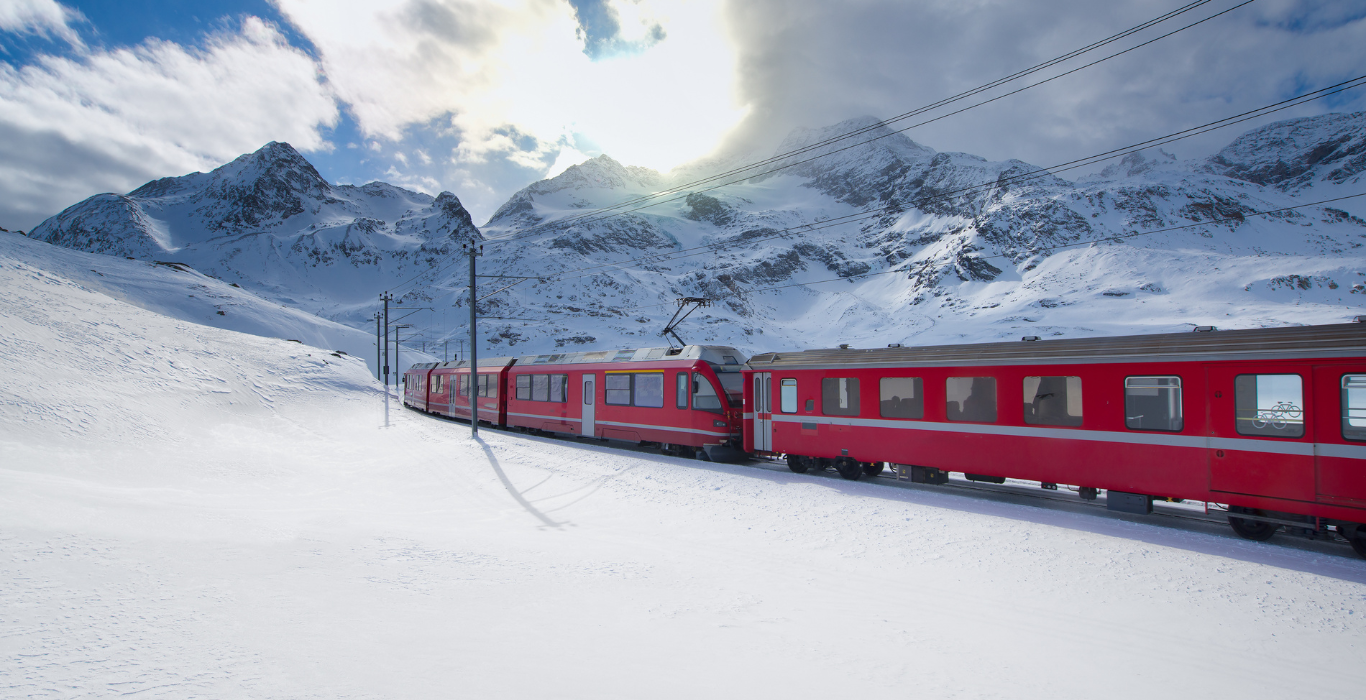 Trains Suisses et panoramas enneigés