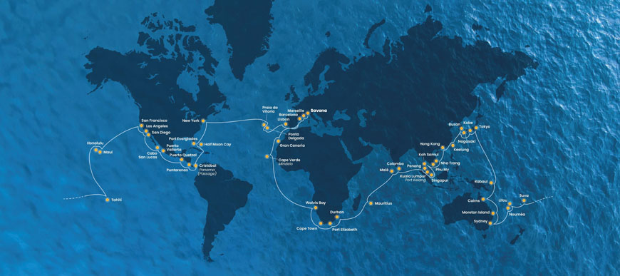 Carte de l'itinéraire Tour du Monde 2026/2027