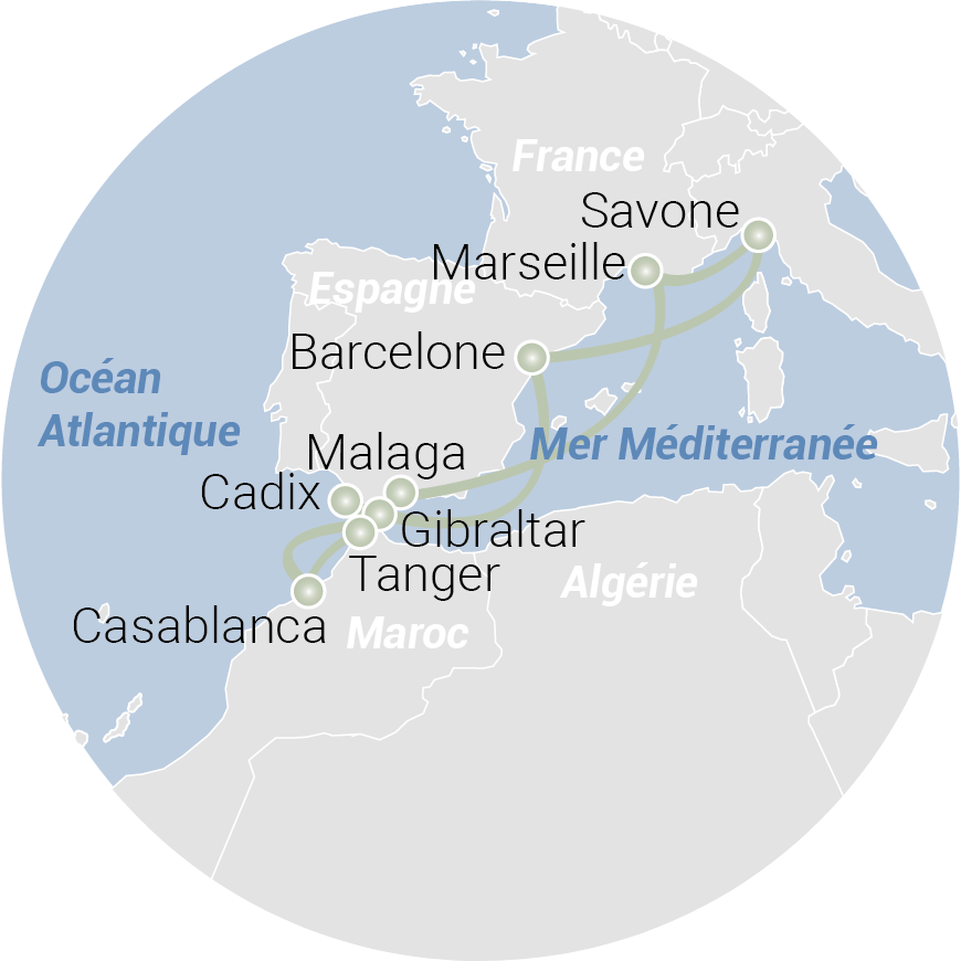 Carte de l'itinéraire Croisière rêves d’Orient 2026