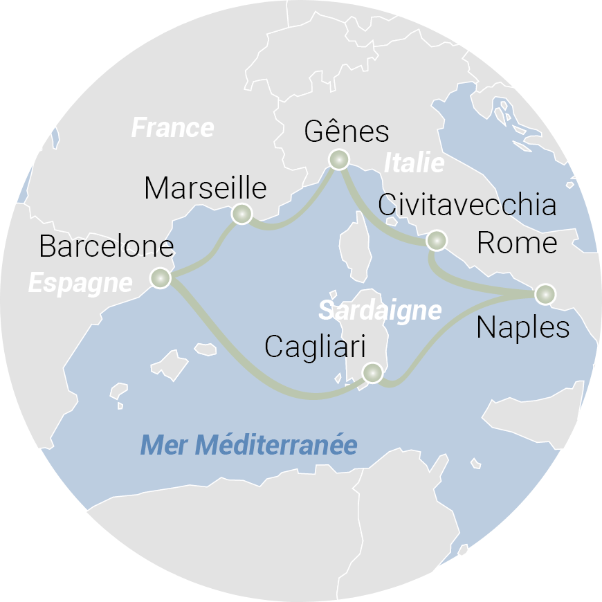 Carte de l'itinéraire Lumières Méditerranéennes 2026